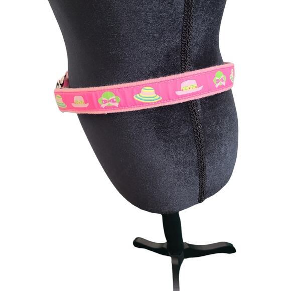 Douglas Paquette Women's Pink Canvas Belt With Silver Hardware Colored Hats L - Picture 2 of 7